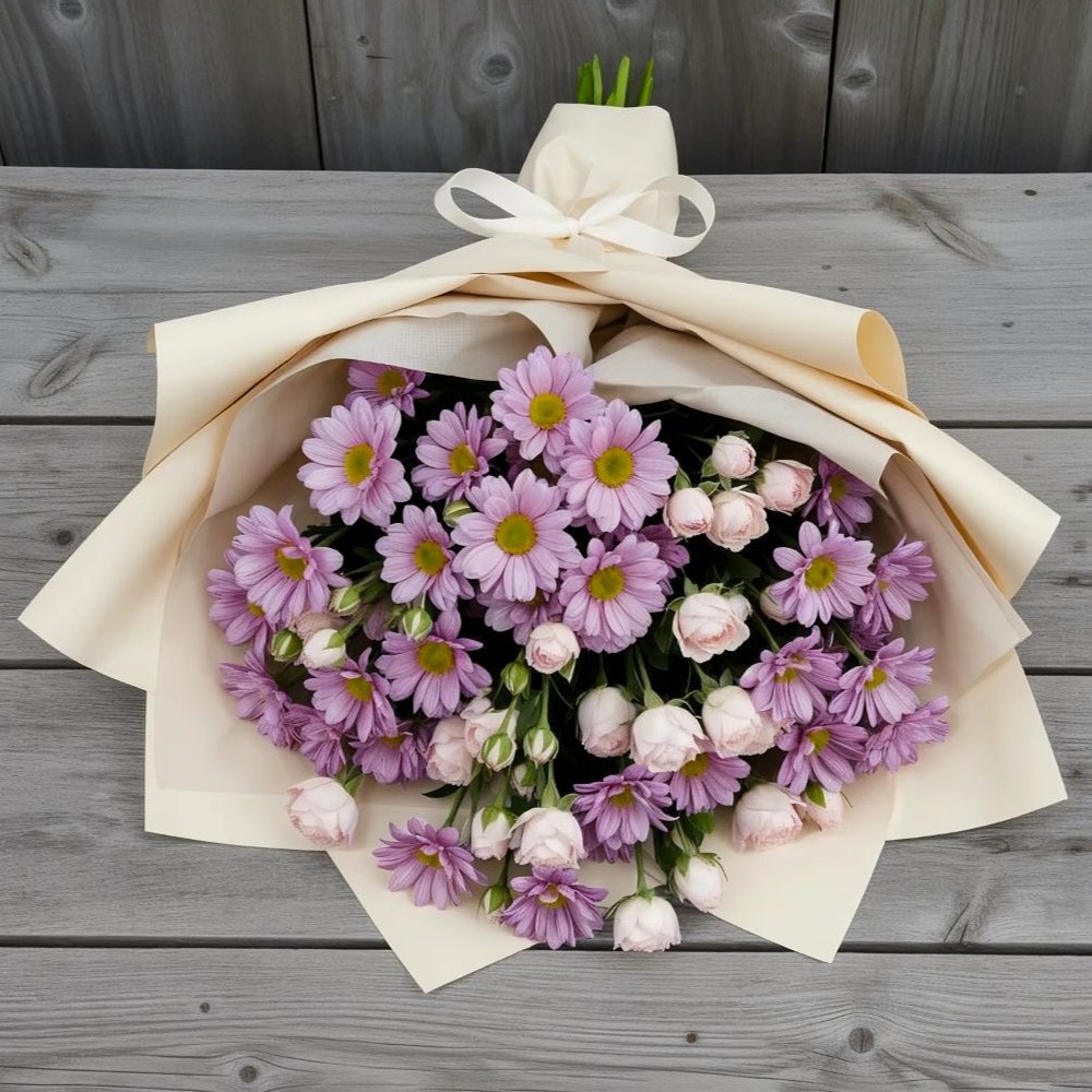 Букет цветов из: Розы и Хризантемы в Новобурейский