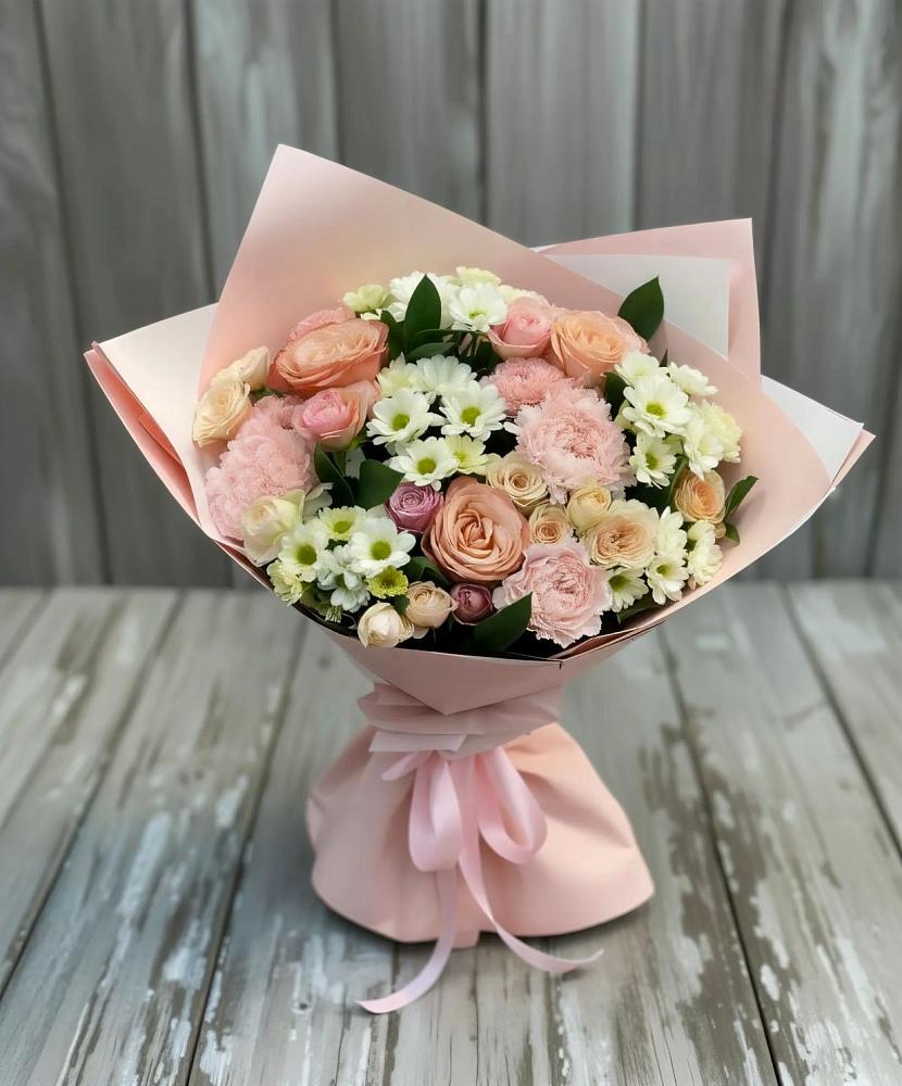 Букет цветов из: Гвоздики, Розы и Хризантемы в Новобурейский