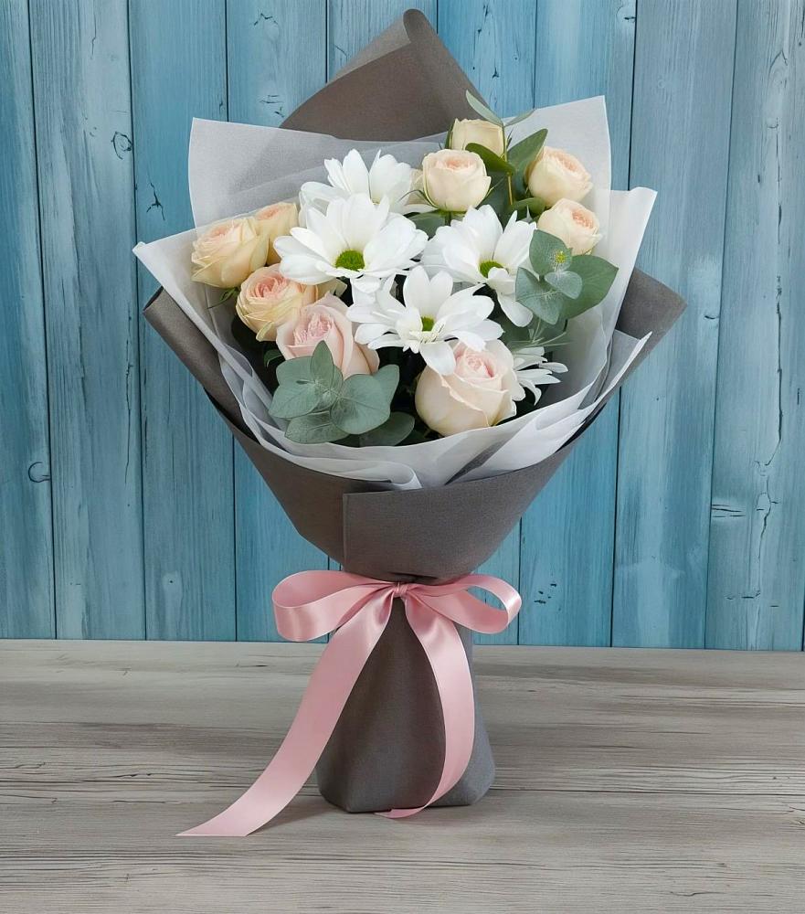 Букет цветов из: Хризантемы и Розы в Новобурейский