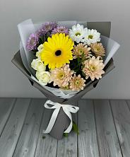 Букет цветов из:  Розы, Герберы и Хризантемы в Новобурейский