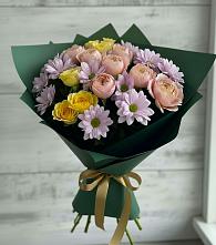 Букет цветов из:  Хризантемы и Розы в Новобурейский