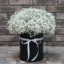 Цветочная композиция из Гипсофила в шляпной коробке в Новобурейский