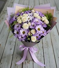 Букет цветов из:  Хризантемы и Розы в Новобурейский